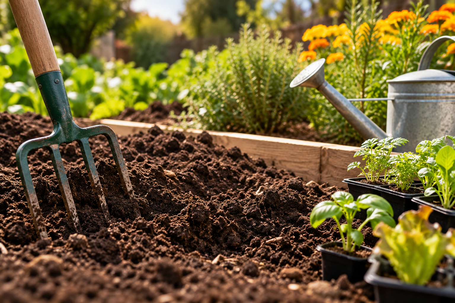 Preparing garden soil for spring and summer